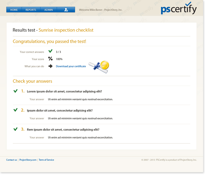 PSCertify-Results_test-UI-Visual_design