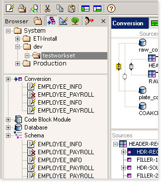 browser area for ETI Solution software